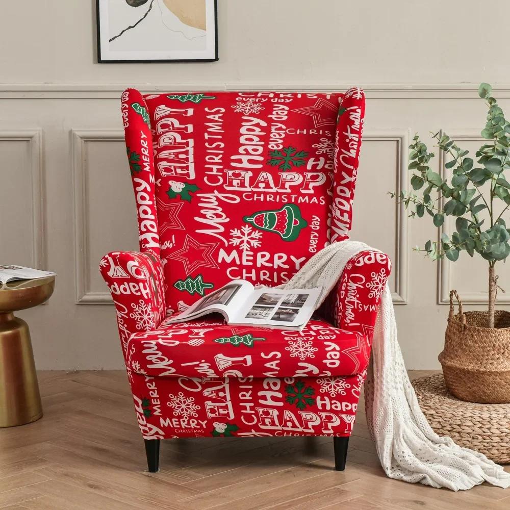 Elastic Floral Print Stretch Protector Wingback Chair Covers Recliner Wing Arm Sofa Cover Slipcover Furniture Protector