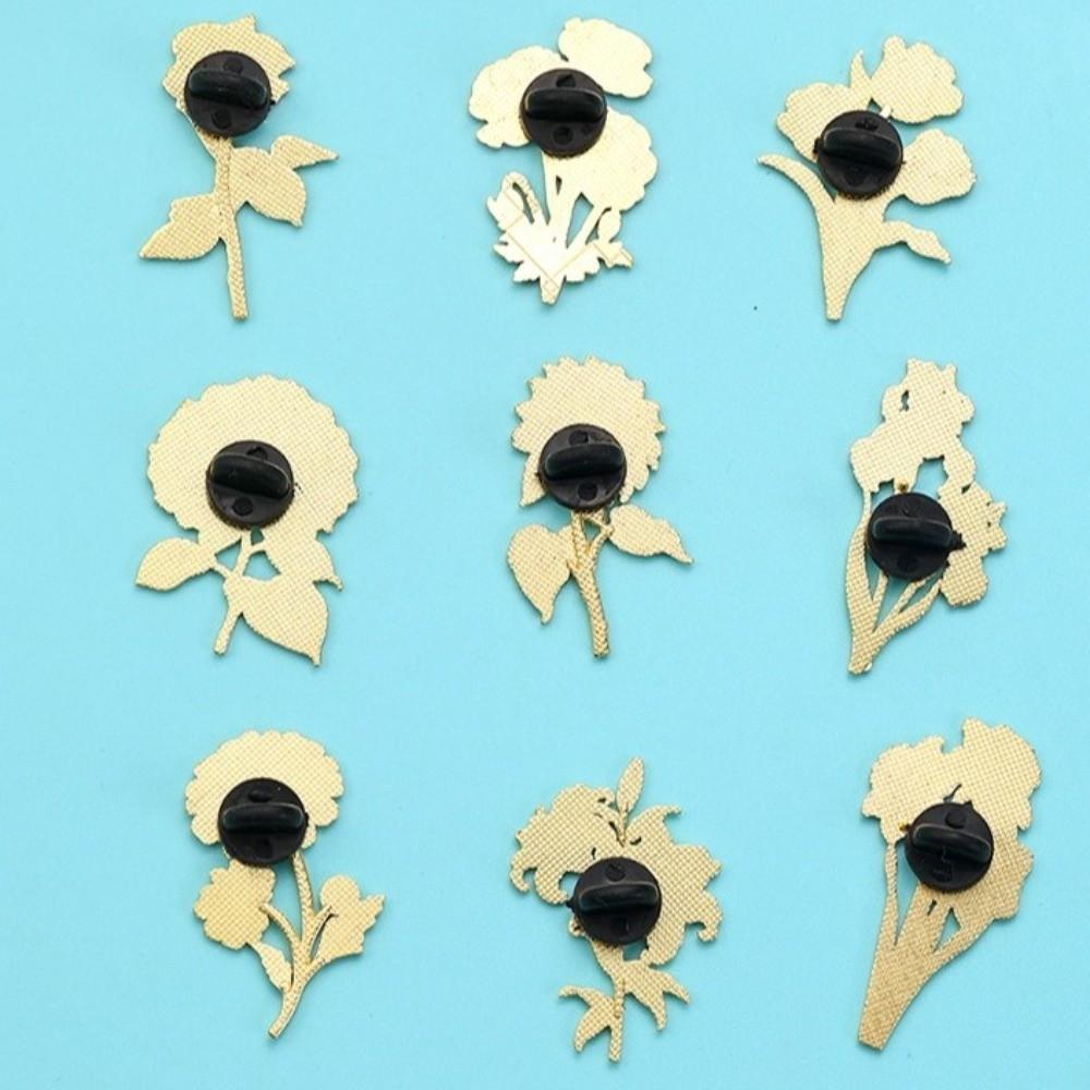 Botanical Design Enamel Flower Pins Assorted Colors Lapel Brooches Flower Brooches Birthday Gift
