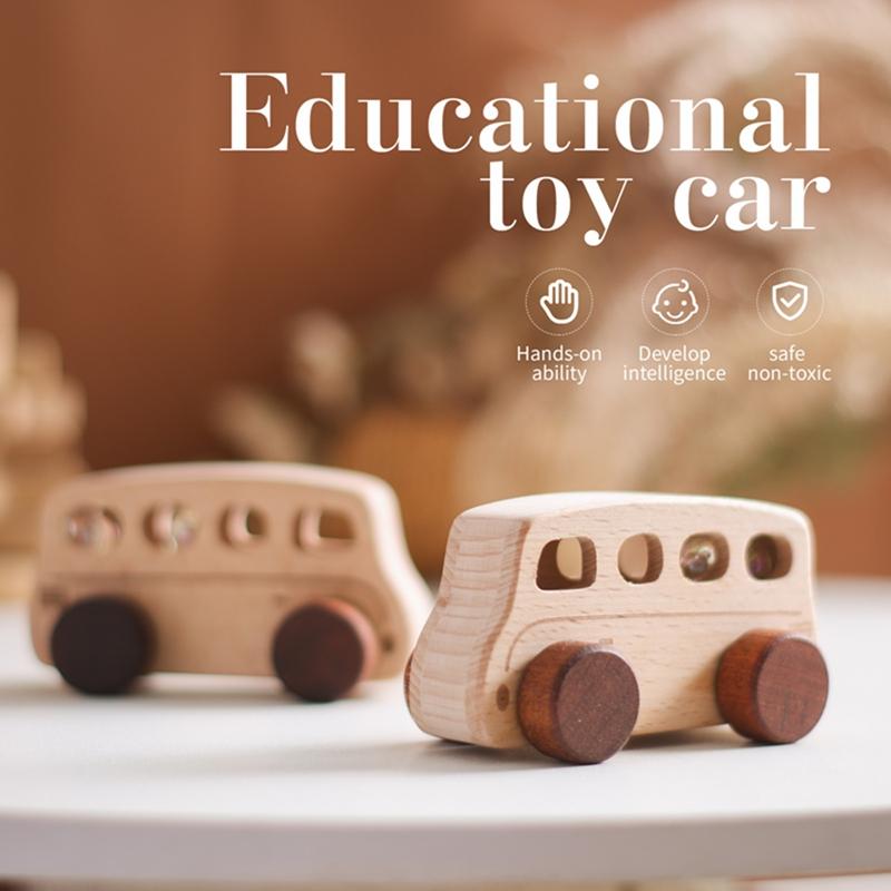 Montessori Baby Toys Wooden Bus Education Building Blocks Montessori Toys For Kids Wooden Toys Children Cartoon Blocks Car Gifts