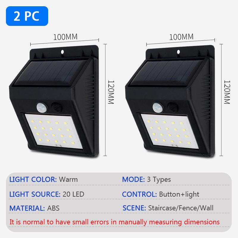 Outdoor PIR Motion Sensors Waterproof Light Modern LED Solar Wall Lamp Courtyard Decoration Lights porch Garden Fence Path Light
