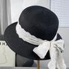 Lace Bow Straw Hat Women's Spring and Summer Fashion Versatile Sun Hat Seaside Beach Vacation Wind Sun Protection Hat