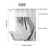 No Hook Geometric  pattern Shower Curtain With Snap-in Fabric Liner, Sheer Top Window, Waterproof Double Layer Bathtub curtain