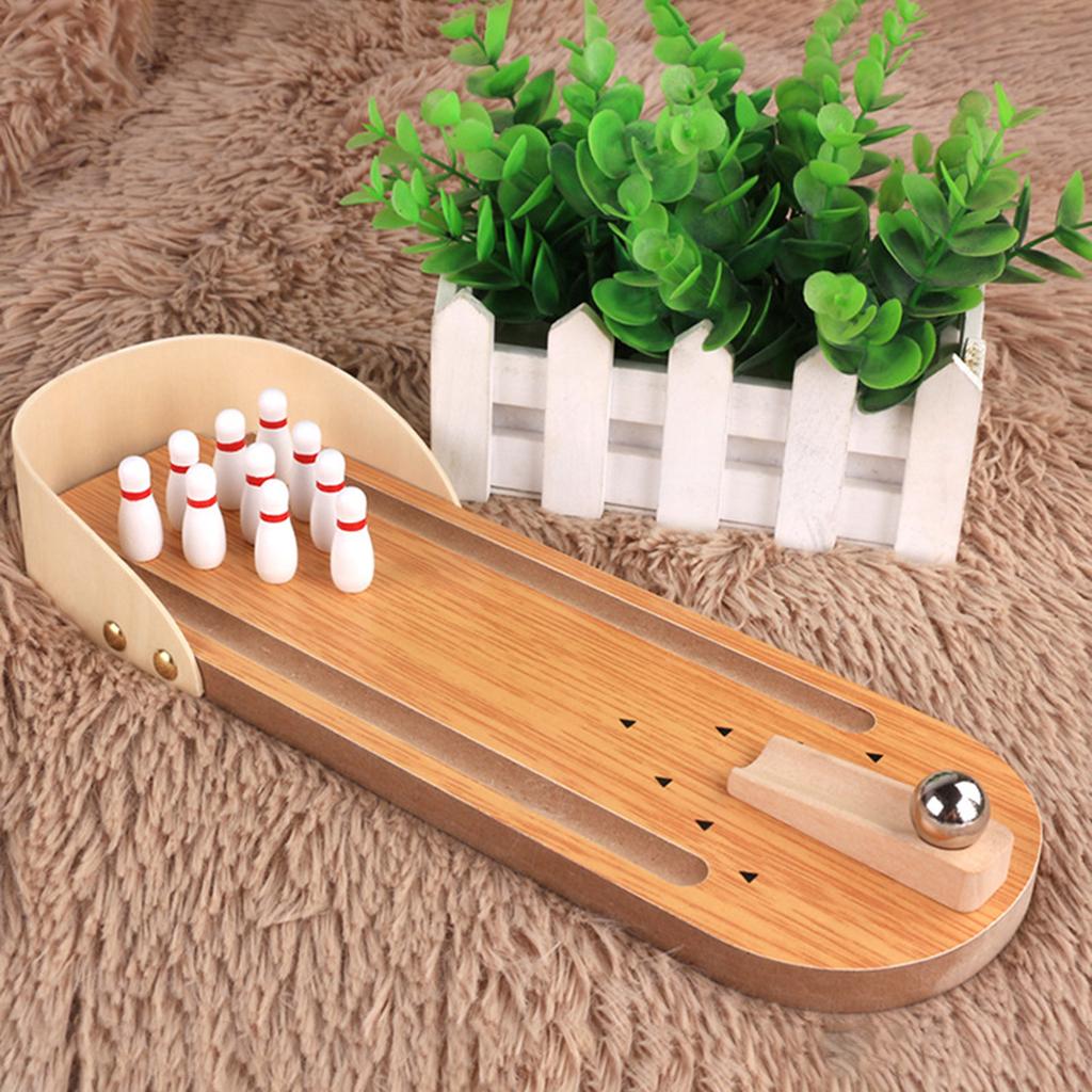 Mini Desktops Tabletop Bowling Game Set, Mini Bowling Toy, Mini Bowling Game Set, Wooden Tabletop Mini Bowling Game Set