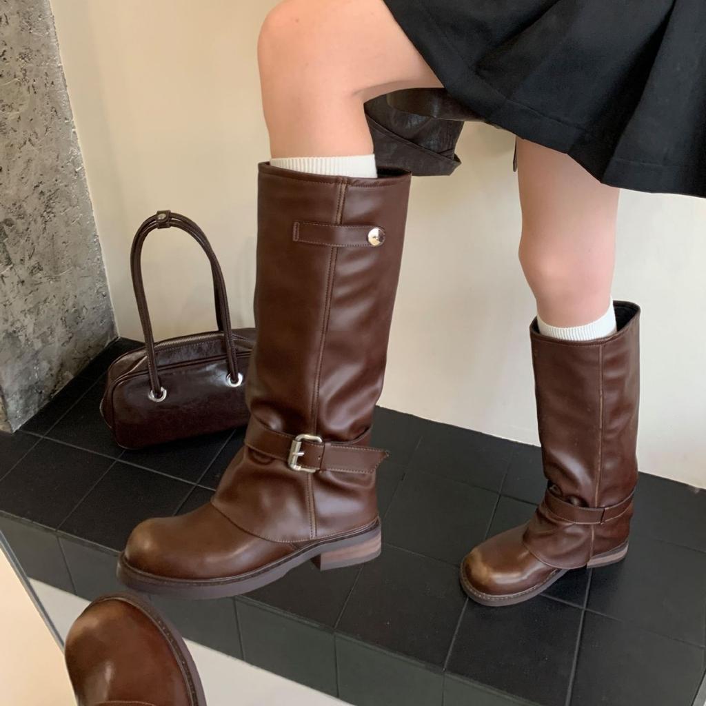 Square Head Polished High Boots Light Luxury Niche Retro 2025 Autumn and Winter New Thick Heel Short Boots Niche Women's Boots
