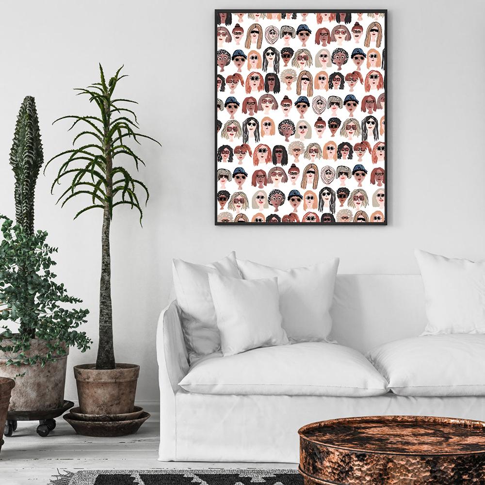 Dipinto su tela Ritratto di molte persone Poster e Stampe Pop Arte Astratta Nordica Immagini per Soggiorno Decorazione Casa