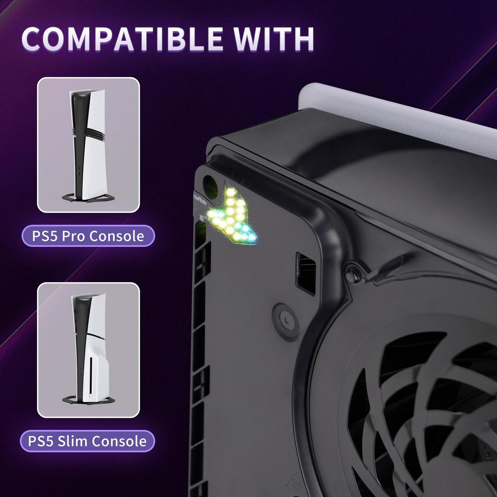 eXtremeRate RGB Logo LED Kit for PS5 Colors 40 Lighting Compatible with Disc and Digital Decorative Illuminated Logo Light Slim/Pro (7 & Effects),