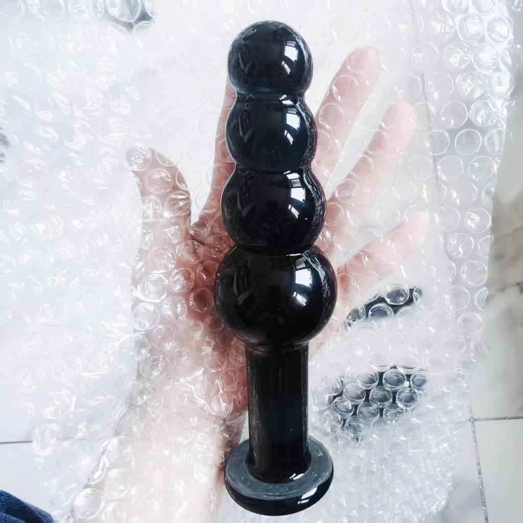 VaHppy Black Glass Anal Plugs 3pcs 3.4/4.9/6.5cm SM BDSM Adult Products Gay Anal Masturbation Expansion Sex Toys Pulling Beads