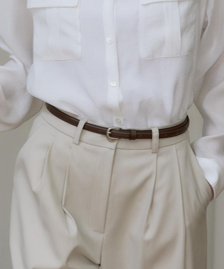 OURHOPE Slim Classic Leather Belt - Brown