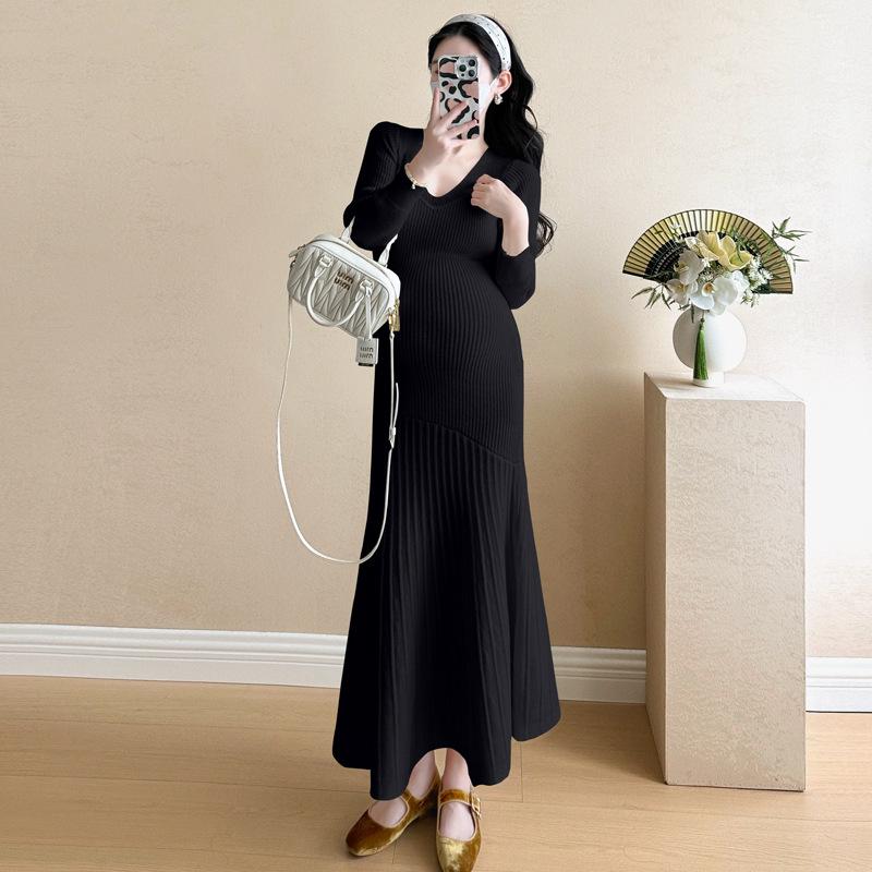Autumn/Winter 2026 Pure Desire Knit Maternity Fishtail Dress - Elegant Base Layer for Women M чёрный