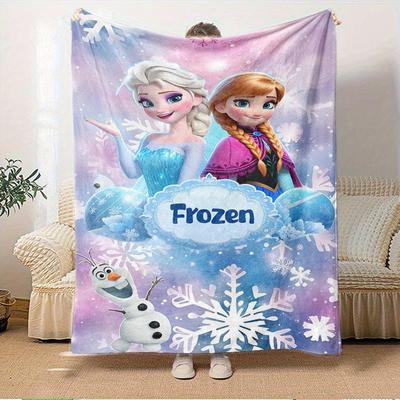 1pc Flannel Frozen Theme Frozen S Bedroom Decoration Bed Throw Blanket Sofa Blanket Gift Home Decoration Warm and Comfortable