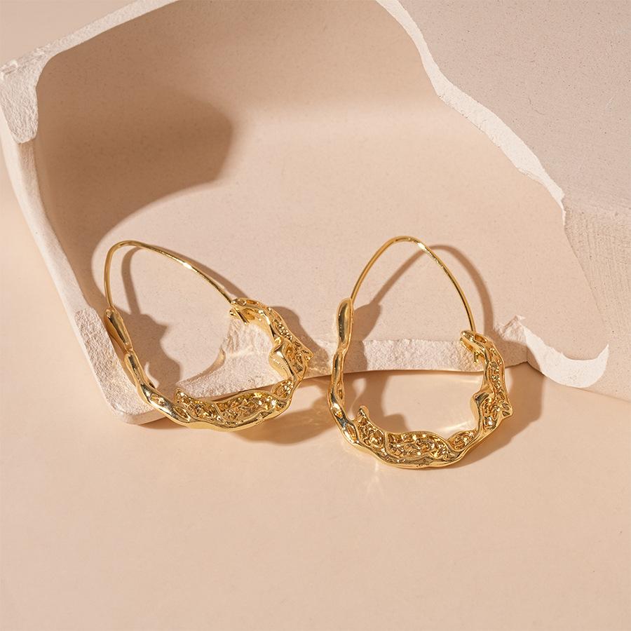 Сложенные неправильные овальные серьги-крючки Геометрические серьги