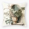 Pillowcase Classic Retro Green Plant Sofa Decoration Pillowcase Nordic Home Waist Cushion Pillowcase