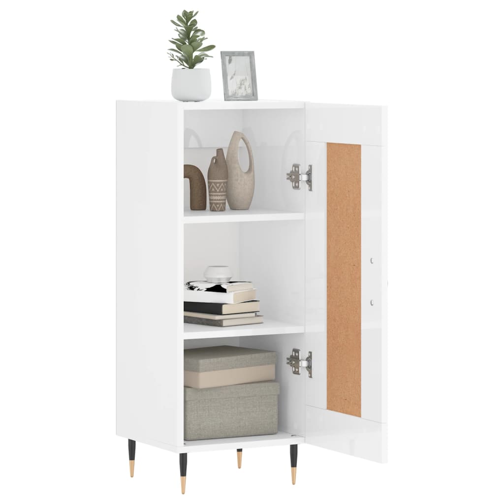 Sideboard High Gloss White 34.5 x 34 x 90 cm Engineered Wood