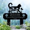 Cat Grave Marker Outdoor Memorial – 12in Metal Pet Memorial Plaque with Garden Cat Silhouette, Weatherproof Headstone for Yard or Indoor Tribute,