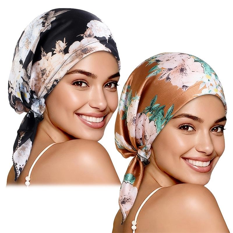2Pcs Satin Printed Triangle Hat, Headscarf Hat, Turban Hat, Pirate Hat, Cloth Hat