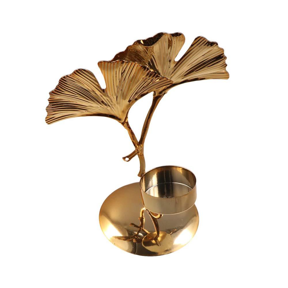 Exquisite Nordic Candle Holder Light Luxury Metal Candlestick Ginkgo Candle Holder  Living Room