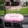 INS Decor Pink/White Feather Pearl Car Anti-slip Mat Console Ornament Storage Pad Cute Auto Accessories Female Car Interior