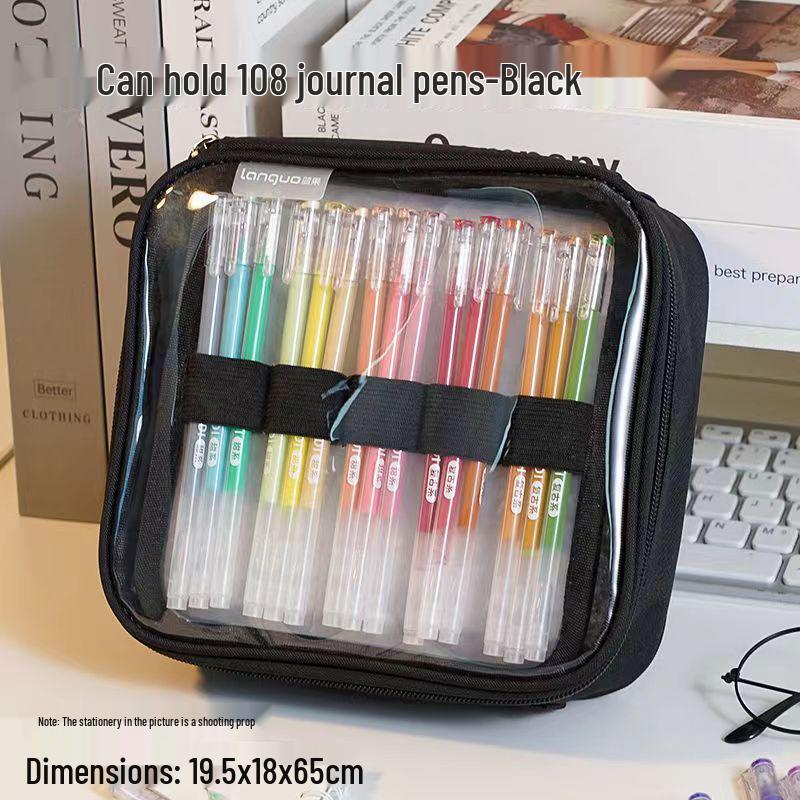 Blue Fruit Large Capacity Pen & Pencil Case - Transparent Japanese Style Badge & Art Bag