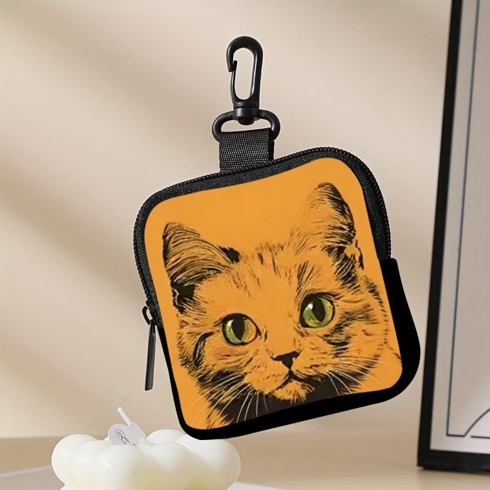Trendy Mini Cat Coin Purse Water-resistant Lightweight Zipper Storage Bag PVC Portable Wallet Friends Gift