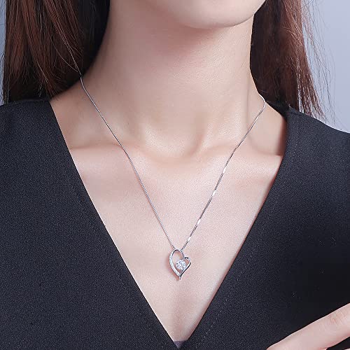 Takeda Jewelry Open Heart Necklace, 0.5ct Diamond, S925, 45cm, Venetian Chain, Adjustable Strap, Nickel-Free, Hypoallergenic, Jewelry Case, Warranty C
