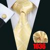 Hi-Tie Mens Golden Silk Tie Business Wedding Necktie Hanky Cufflinks