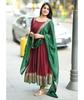 Beautiful Designer Vichitra Kurta Gown and Dupatta Set Indian Women Party Wear Kurti