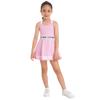 2-teiliges Sportkleid für Kinder, Mädchen, Träger, hinten überkreuzt, ärmellos, Buchstaben-Print, A-Linie, Kleid mit Shorts, Set für Fitnessstudio, Tennis