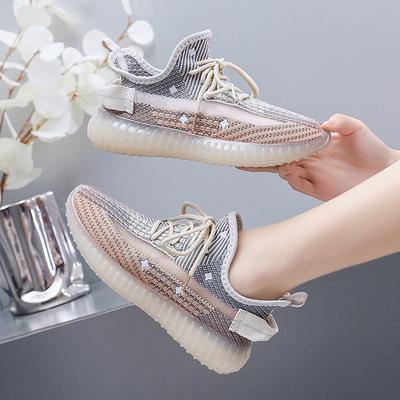 Women's Spring New Fly-woven Shoes, Star Shoes, Breathable and Comfortable Height-increasing Casual Sports Shoes