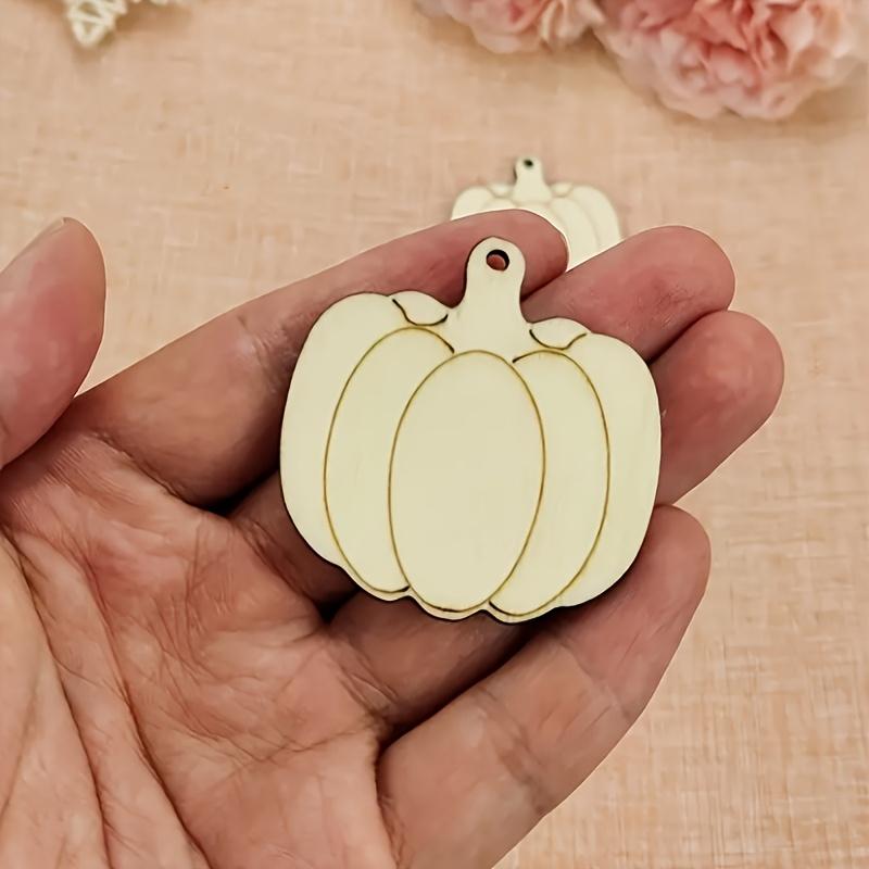 50pcs Unfinished Wooden Pumpkin Ornaments for DIY Crafts, Halloween, Thanksgiving, Christmas, Wedding & Party Decorations