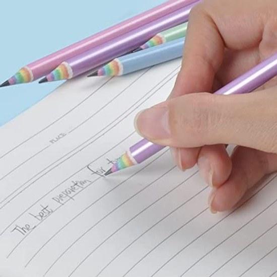 BAMBOLA Rainbow Pencil 2B Shavings Writing 12 Pieces Cute Girls Colored Stylish Elementary School Entrance Celebration Birthday Present