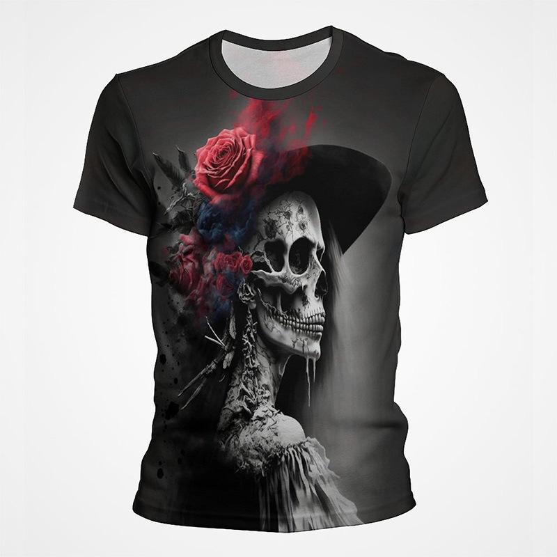 

Мужская футболка с коротким рукавом с 3D-принтом «Мексиканский череп День мёртвых» 6XL