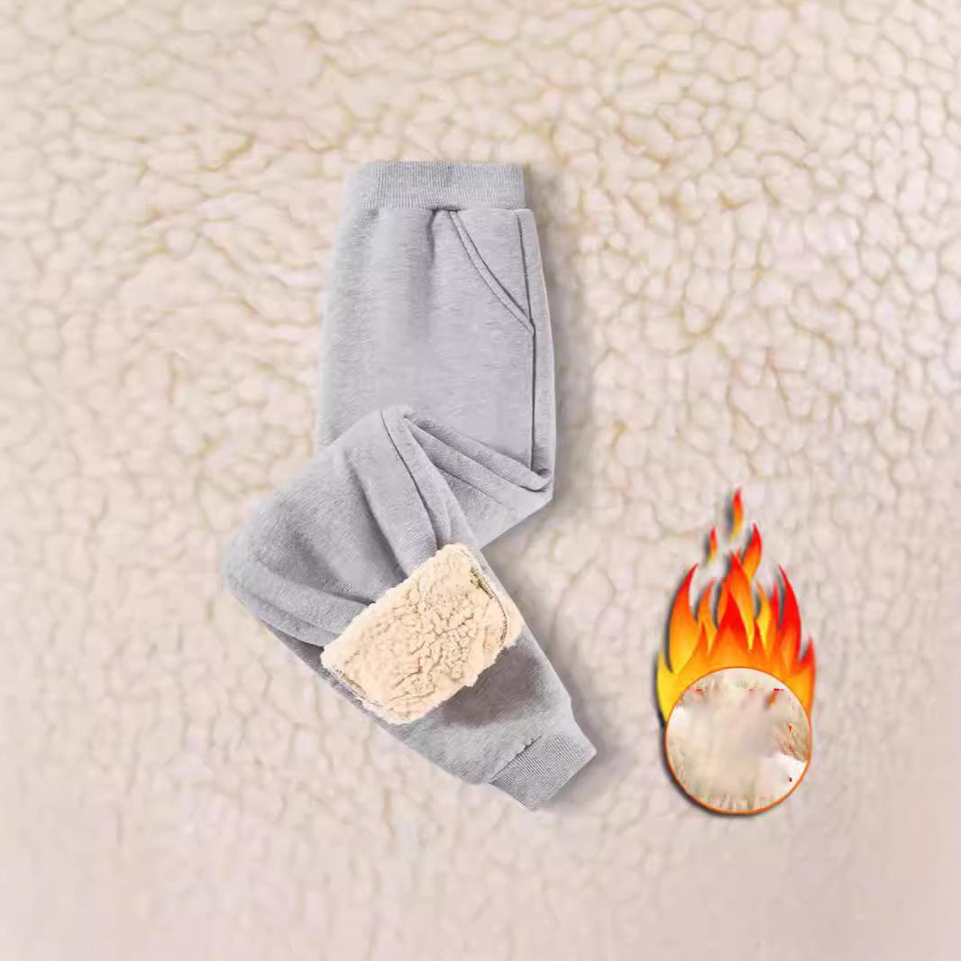 

Kids Autumn Winter Warm Solid Color Sports Long Pants Fleece Lined Casual Trousers Mid To Large Child Fleece Pants 110