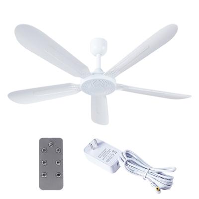 Multifunktionaler Deckenventilator, AC100-240 V/DC12 V, ferngesteuert, 3 Geschwindigkeiten, Timing-Ventilator, 5 Ventilatorblätter, mit Netzteil, kein Licht