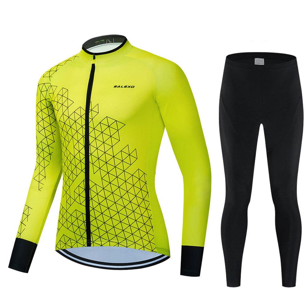2026 Spring and Autumn Team Men's Long Sleeve Cycling Suit Set Quick Drying Breathable Strap Men's Suit Cycling Suit