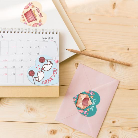 1 Roll Label Sticker Self-adhesive Strong Stickiness Thank You Heart Pattern Sticker Snowflake Label for Valentine's Day