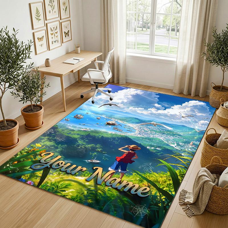 Personalized Crystal Velvet Carpet,One Piece Custom Printed Name, Plush Area Rug For Home Indoor Decor