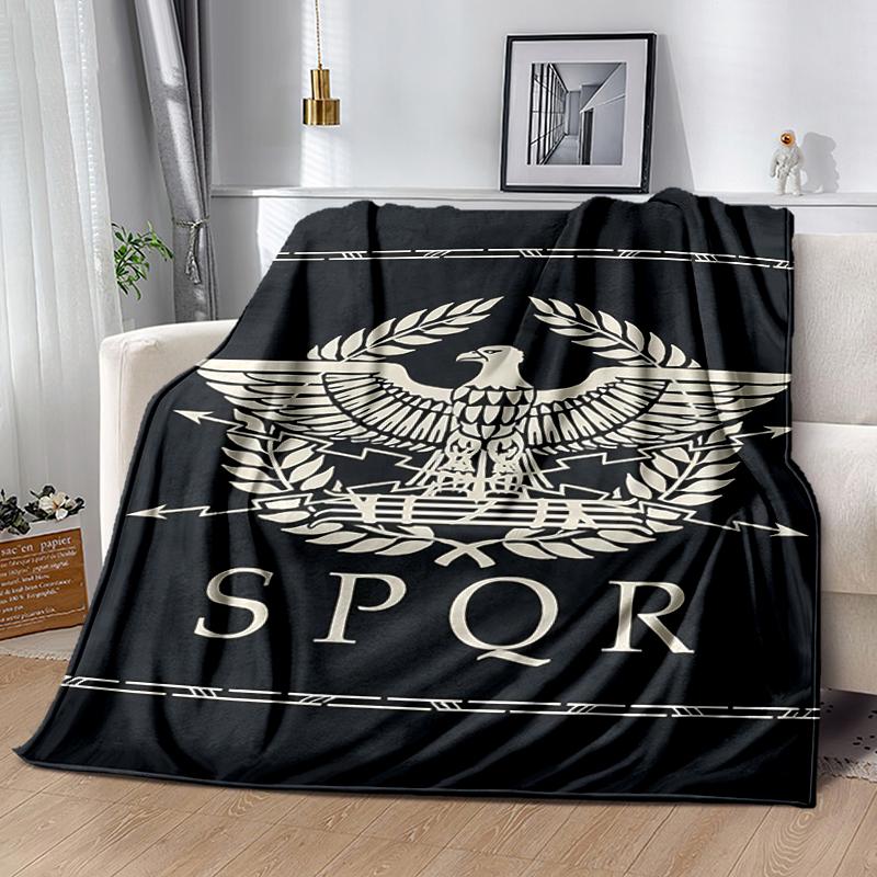 1pc Blanket SPQR Roman Eagle Print Design, Lightweight Blanket for Sofa, Bed- Soft &Warm, Gift for All Seasons Like Christmas, Halloween