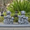 JYL TS/112,Resin Cement Color Dog Solar Outdoor Light Statue for Villa Sculpture Corridor Lamp