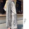 Summer Women Vintage Print High Waist Lace-up Pant Wide Leg Trouser With Pocket For Girls