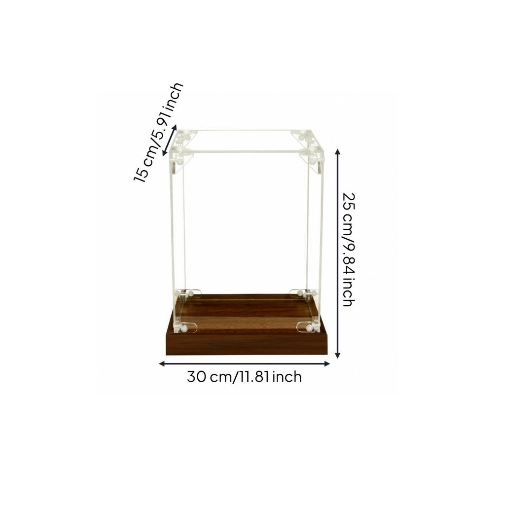 Transparent Acrylic Display Case | Box with Wooden Base,
