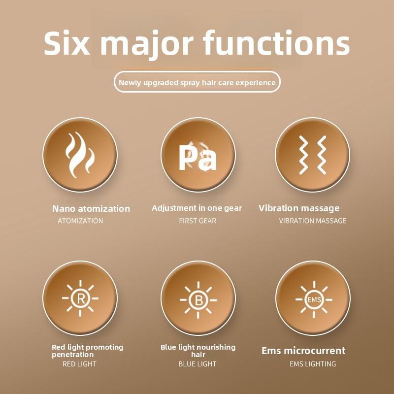 Electric Massage Comb Nano Spray Comb Essential Oil Applying Comb Red Blue Light Scalp Massage Brush Mino Medicine Hair Comb