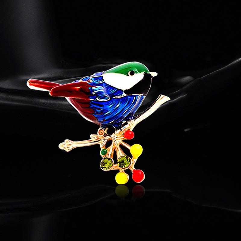 Multicolor Bird Brooch Pins Enamel Ainmal Badges New Year Jewelry Gift