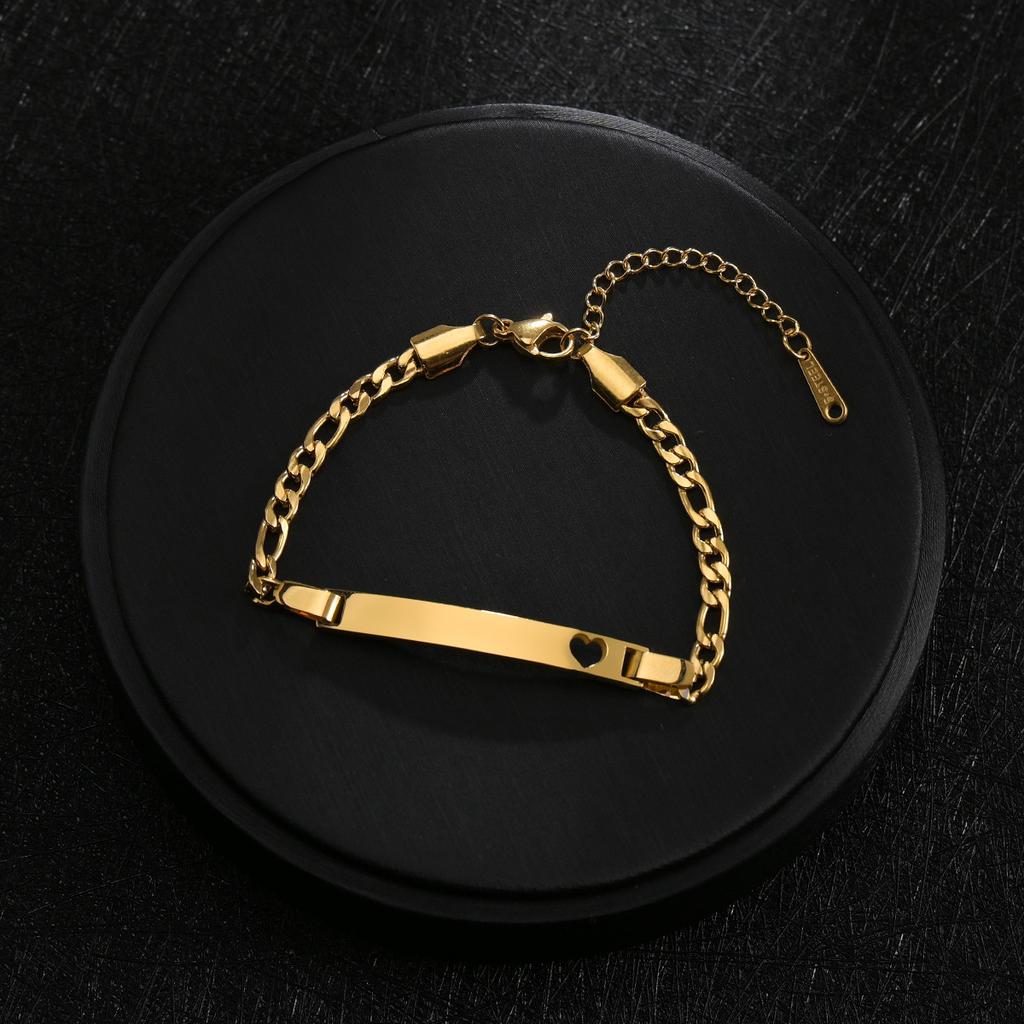 Punk Man Bracelets Hip Pop Gold Color Stainless Steel Thick Hand Chain Blank Bar Couple Men Women Family Jewelry Birthday Gift