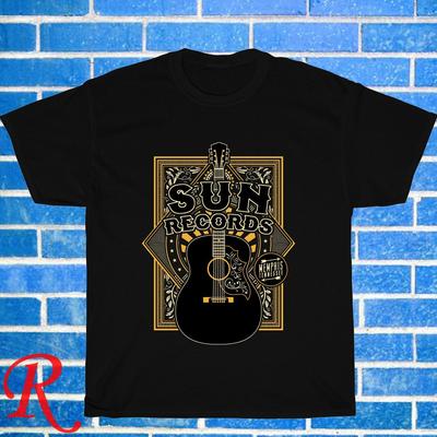Neu!  Shirt Sun Records Gitarrenlogo Schwarz Größe S-3XL Unisex T-Shirt
