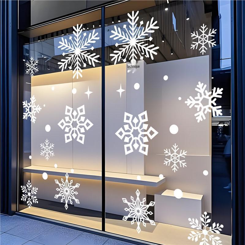 Creative Christmas Snowflake Window Stickers - Festive Electrostatic Decorations for Glass and Doors