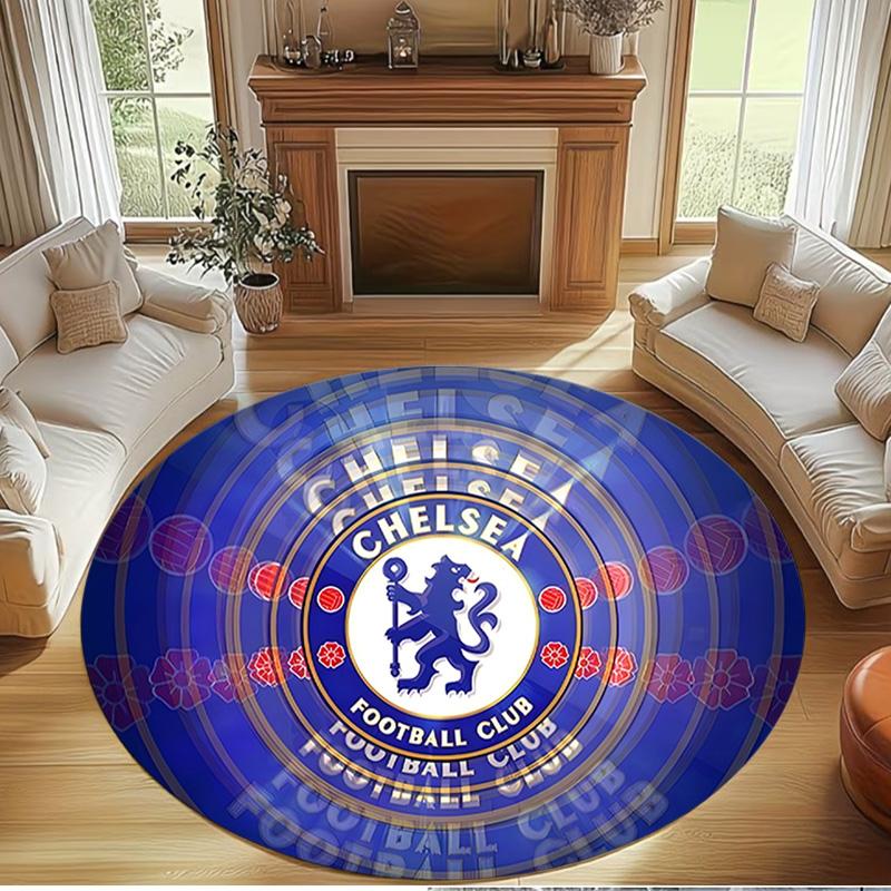 Football Club F.C Print Round Rug, Washable Floor Carpet, For Entryway Dorm Laundry Room Office Study, Home Decor Birthday Christmas Gift