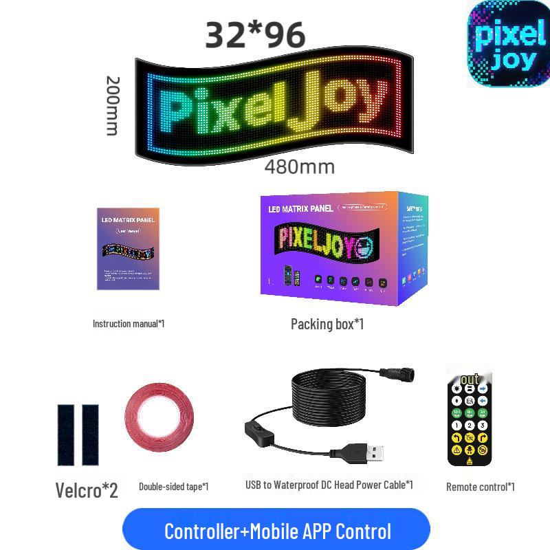 LED Full-Color Bluetooth Interactive Car Screen Sticker - Waterproof & DIY