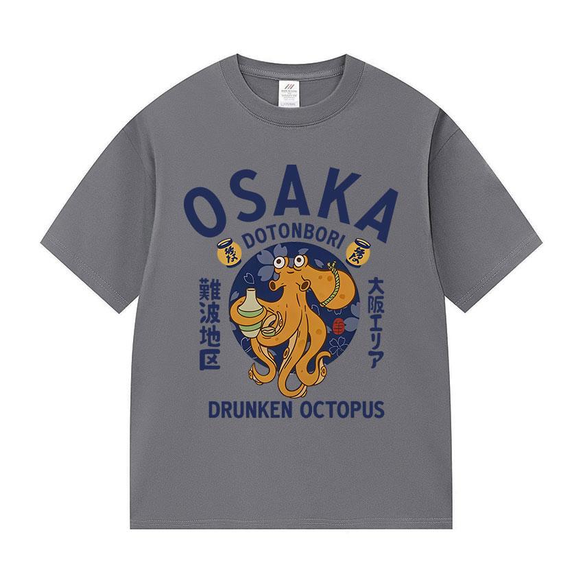 Japanese Osaka Dotonbori Drunken Octopus Food Lover Funny Graphic Tee Shirt Mens Women Fashion High Quality Cotton TShirts Tops