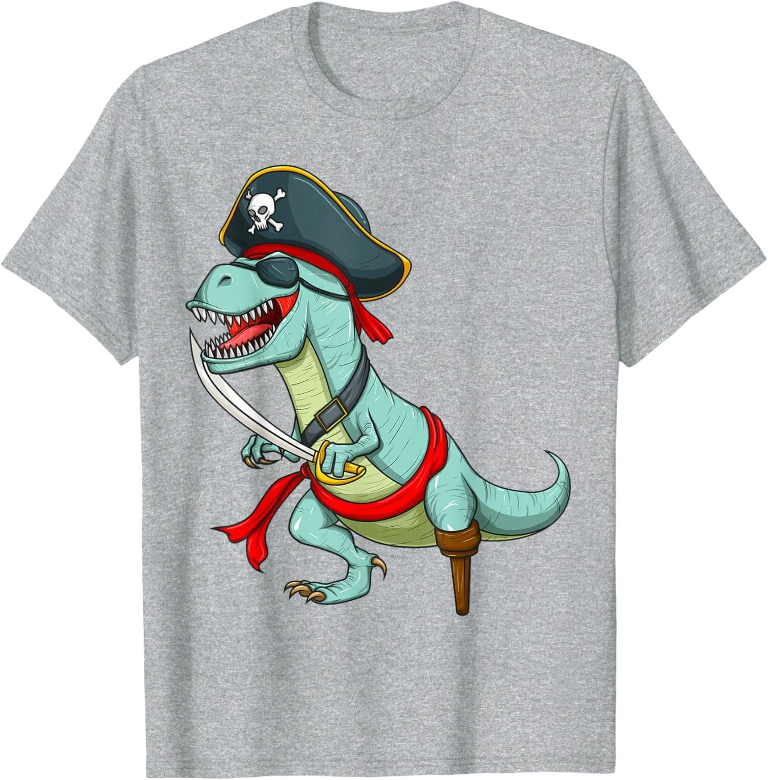 Pirate Dinosaur T Rex Funny Tyrannosaurus Funny Unisex T-Shirt S разноцветный