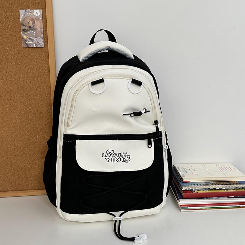 Contrast Color Student Bag Junior High School Student Backpack Women's Travel Lightweight Backpack